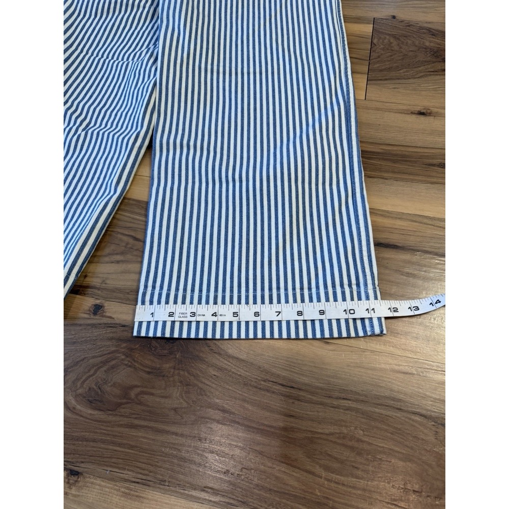 Madewell Sz 29 Emmett Blue White Stripe Cropped Wide Leg Pants High Rise Cotton - Picture 9 of 10